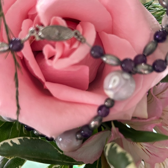 Sterling Silver FACETED MOONSTONE round Necklace, 20” Long - Picture 3 of 4